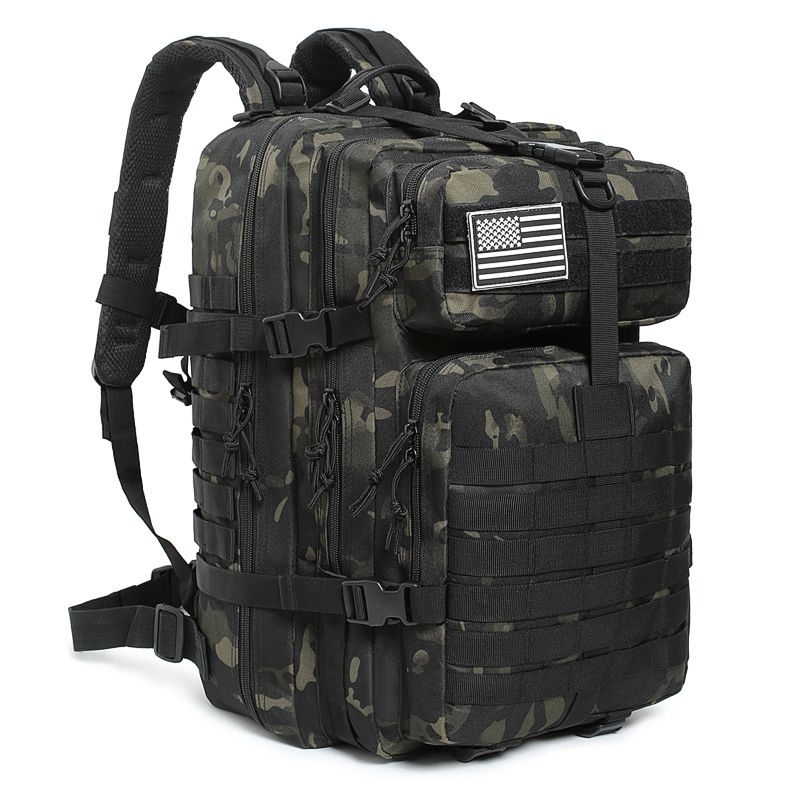 black-camo Black Camo Tactical Backpack - Dark Concealment MOLLE Pack
