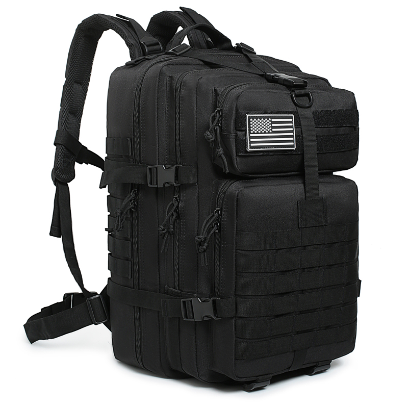 black-flag-patch Black Tactical Backpack - Premium Black and White Flag Edition